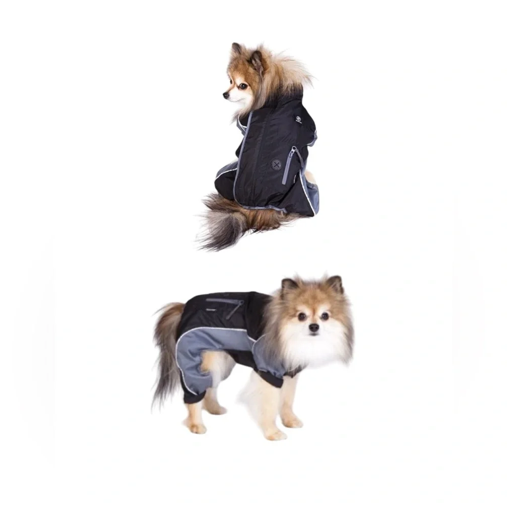 NWT dog pet silver paw full body raincoat rain suit waterproof size small S Odor